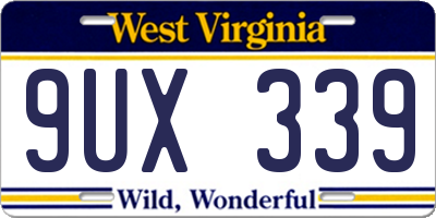 WV license plate 9UX339