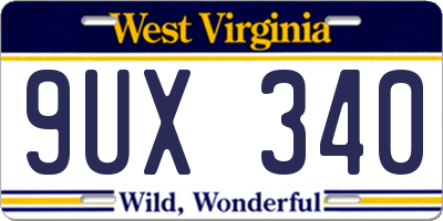 WV license plate 9UX340