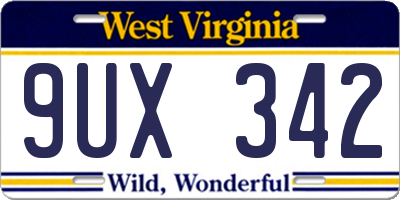 WV license plate 9UX342