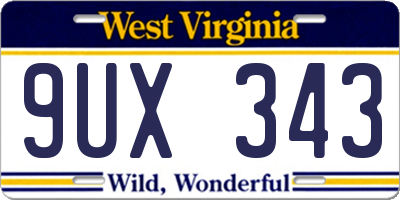 WV license plate 9UX343