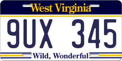 WV license plate 9UX345