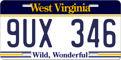 WV license plate 9UX346