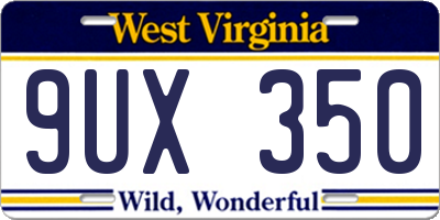 WV license plate 9UX350