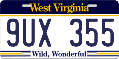 WV license plate 9UX355