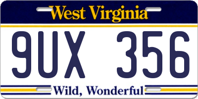 WV license plate 9UX356
