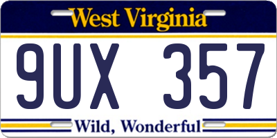 WV license plate 9UX357