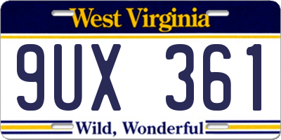 WV license plate 9UX361