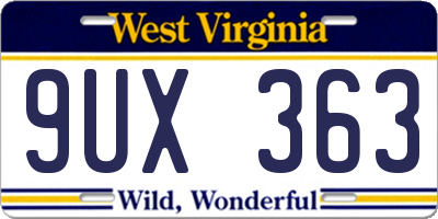 WV license plate 9UX363