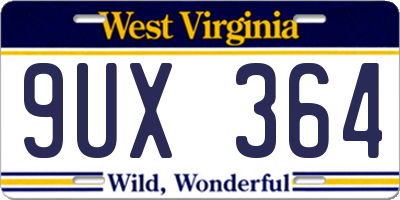 WV license plate 9UX364