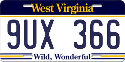 WV license plate 9UX366