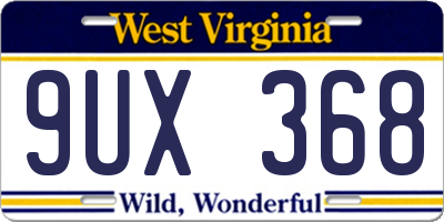 WV license plate 9UX368