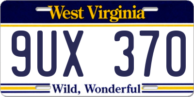 WV license plate 9UX370