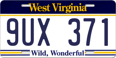 WV license plate 9UX371