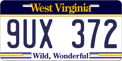 WV license plate 9UX372
