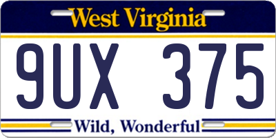 WV license plate 9UX375