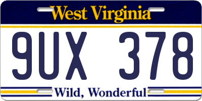 WV license plate 9UX378