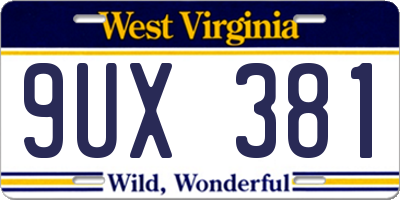 WV license plate 9UX381