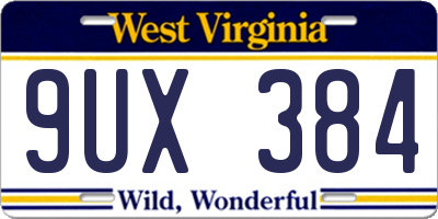 WV license plate 9UX384