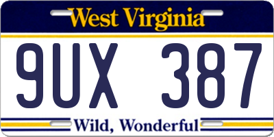 WV license plate 9UX387