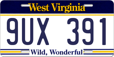 WV license plate 9UX391