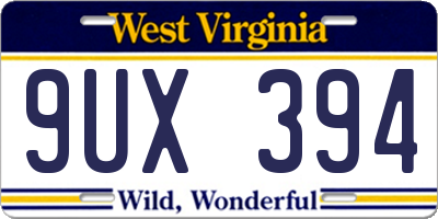 WV license plate 9UX394