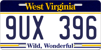 WV license plate 9UX396