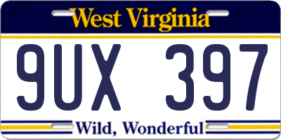 WV license plate 9UX397