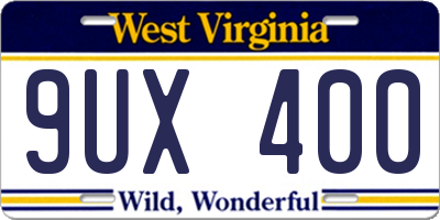WV license plate 9UX400