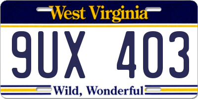 WV license plate 9UX403