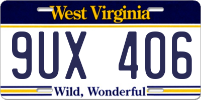 WV license plate 9UX406