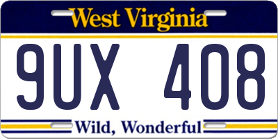 WV license plate 9UX408