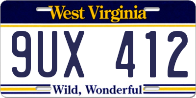 WV license plate 9UX412