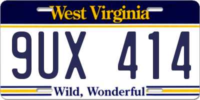 WV license plate 9UX414