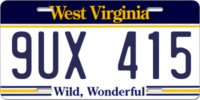WV license plate 9UX415