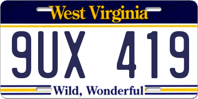 WV license plate 9UX419