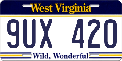 WV license plate 9UX420