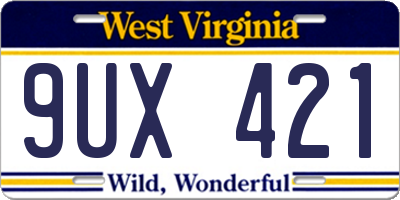 WV license plate 9UX421