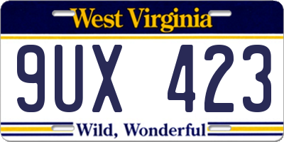 WV license plate 9UX423