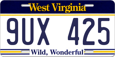 WV license plate 9UX425
