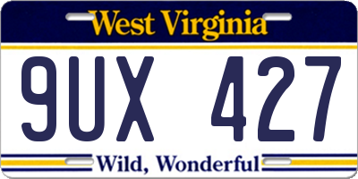 WV license plate 9UX427