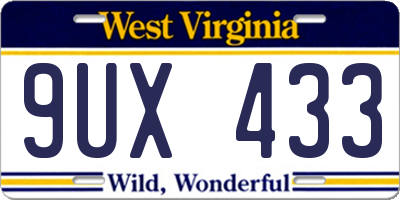 WV license plate 9UX433