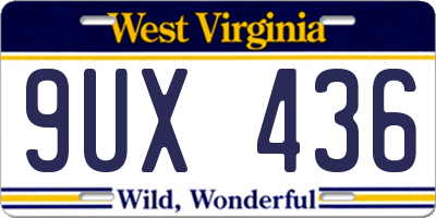WV license plate 9UX436
