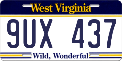 WV license plate 9UX437