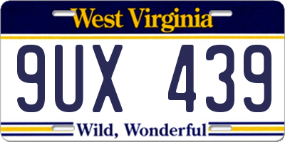 WV license plate 9UX439