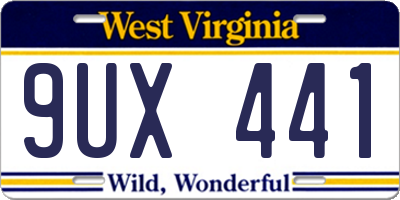 WV license plate 9UX441