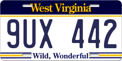WV license plate 9UX442
