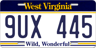 WV license plate 9UX445