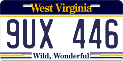 WV license plate 9UX446