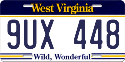 WV license plate 9UX448
