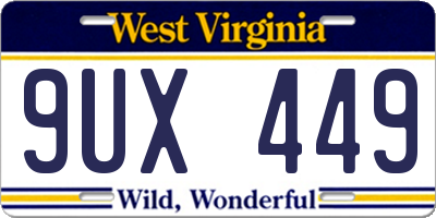 WV license plate 9UX449